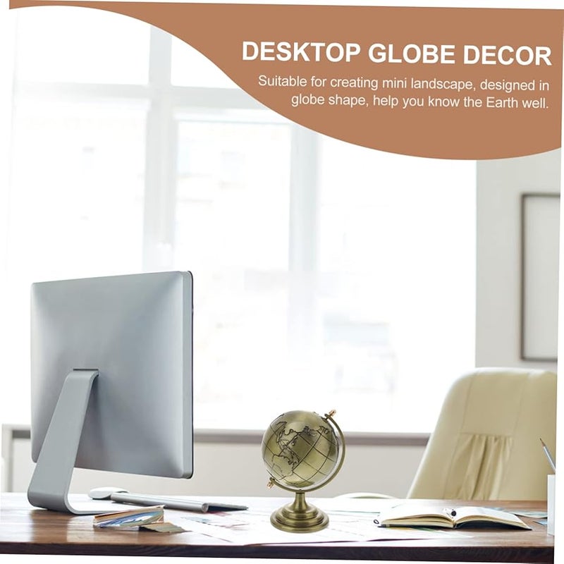 Rotating Globe Ornament Desk Decor Iron Crafts World Map Cute Accessory - Image 4